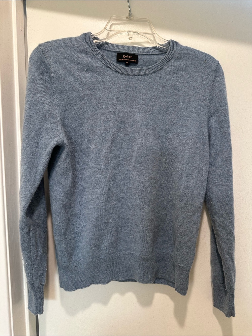 Quince Women's Crewneck Mongolian Cashmere Sweater - Light Blue size medium